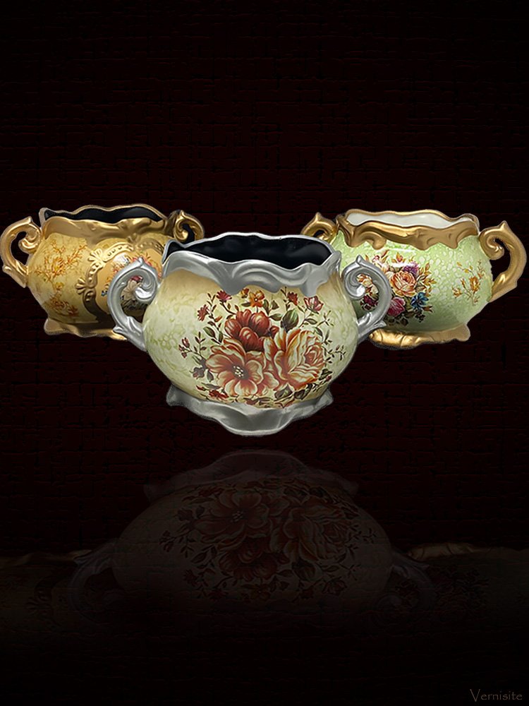 Jardiniere Candy Dish Decor - Classic Floral Blossoms Painting