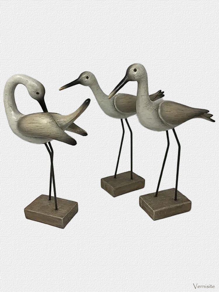 Great Egrets Majestic Figurine - Wooden Birds Sculpture