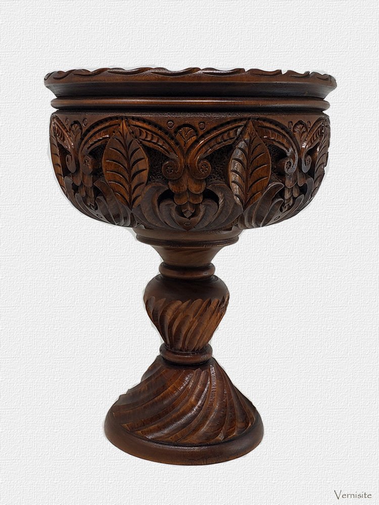 Hand Crafted Wooden Basket - Armenian Vintage Wood Art