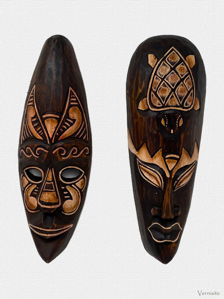 Happy Expression Wall Mask Figurine -  Solid Wood Curved Art