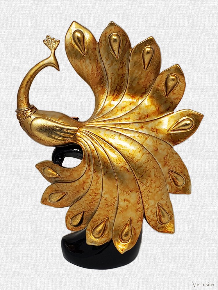Majestic Golden Peacock Statue - Ancient Symbol of Royalty
