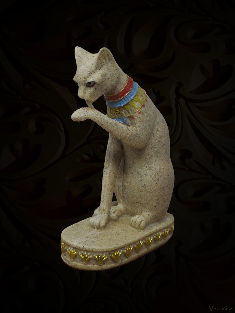 Egyptian Cat-Goddess Sculpture - Handcrafted Mythical Decor