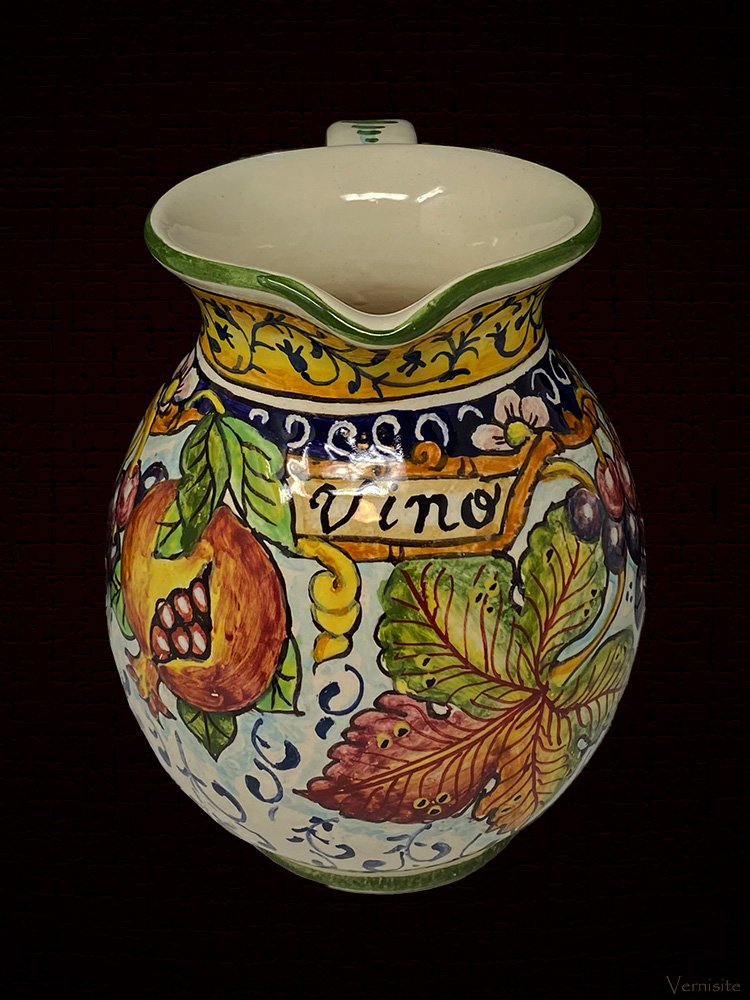 Tuscan Design Ceramic Wine Pitcher - Food Safe Kitchen Art