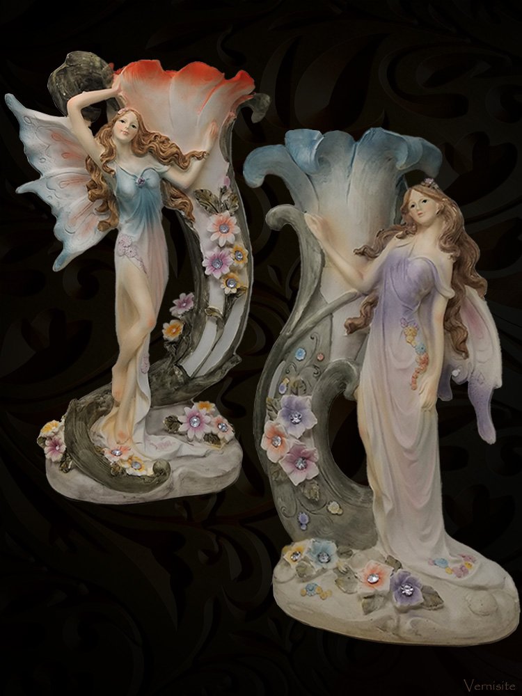 Colorful Butterfly Fairies Sculpture - Vibrant Vases Art Decor