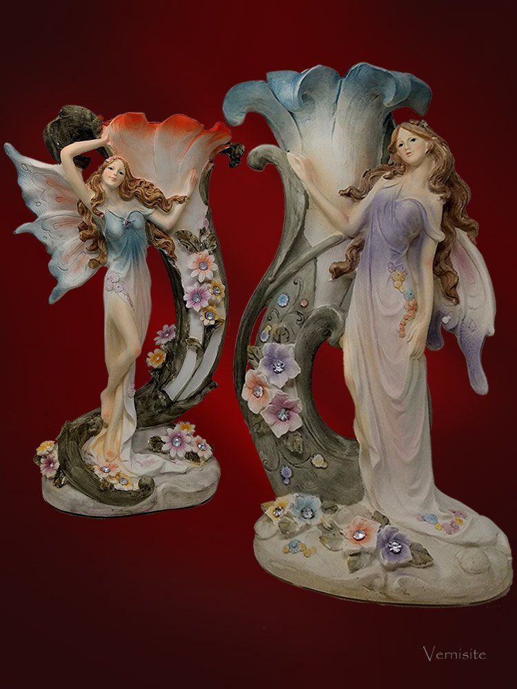 工芸品 Butterfly Fairies Colorful Butterfly Fairies Sculpture – Vibrant Vases Art Decor