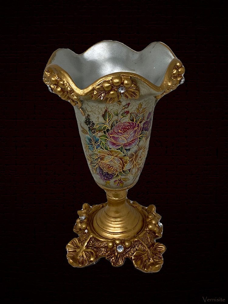 Decorative Trophy-Style Vintage Floral Vase | Luxury Tabletop Accent - Image 4