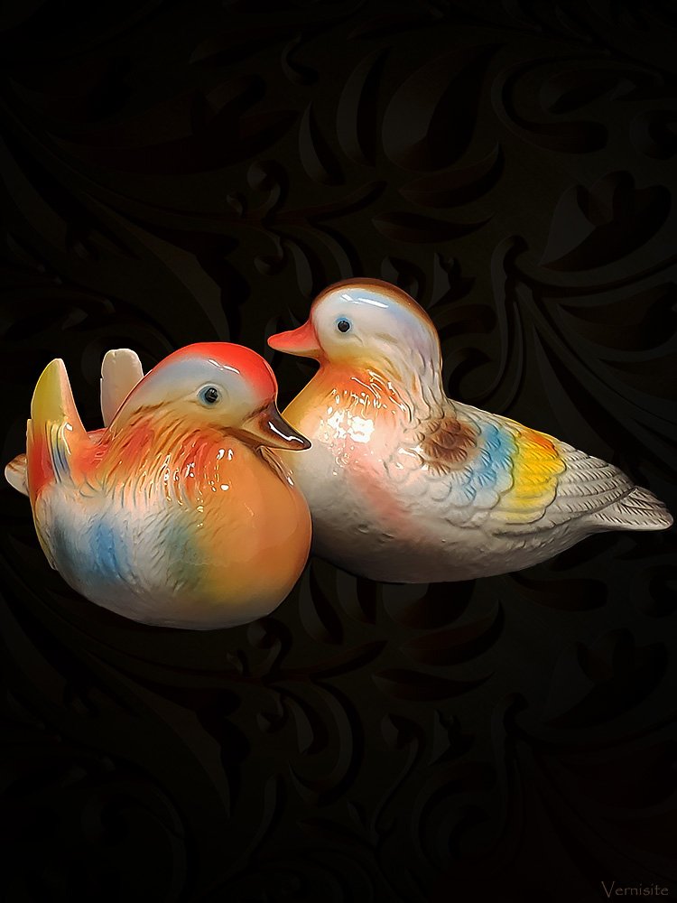 Mandarin Duck Colorful Sculpture - Symbol of Love Decor