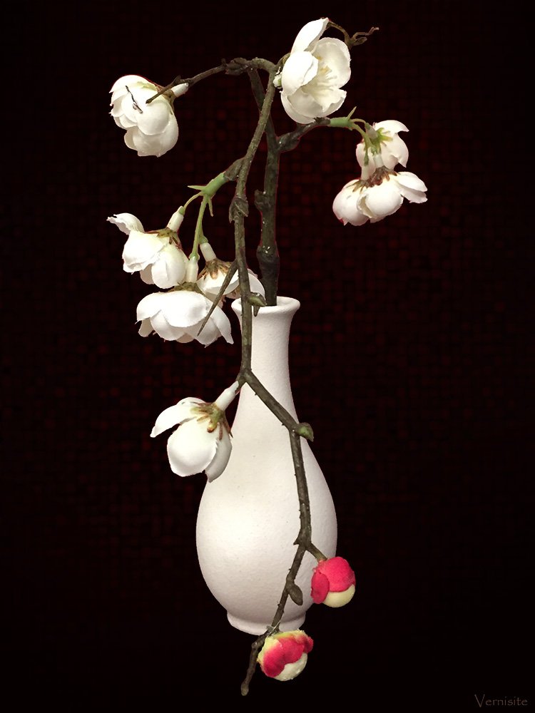 White Frosted Ceramic Floral Decor - Decorative Flower Vase