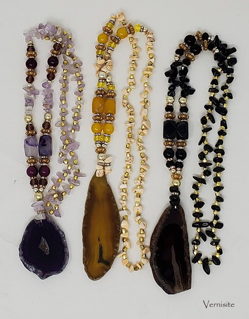 Natural Stone Long Chain Artisanal Necklace | Handcrafted Colorful Stone Art