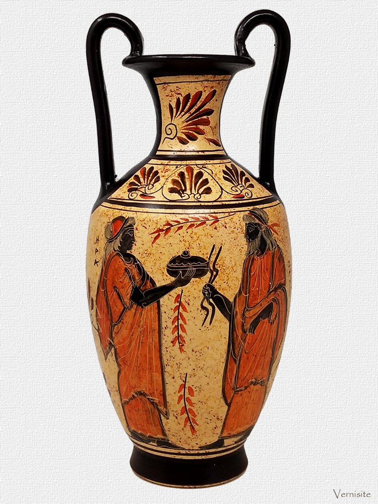 Hera & Zeus Mythic Greek Amphora Vase - Ancient Pottery
