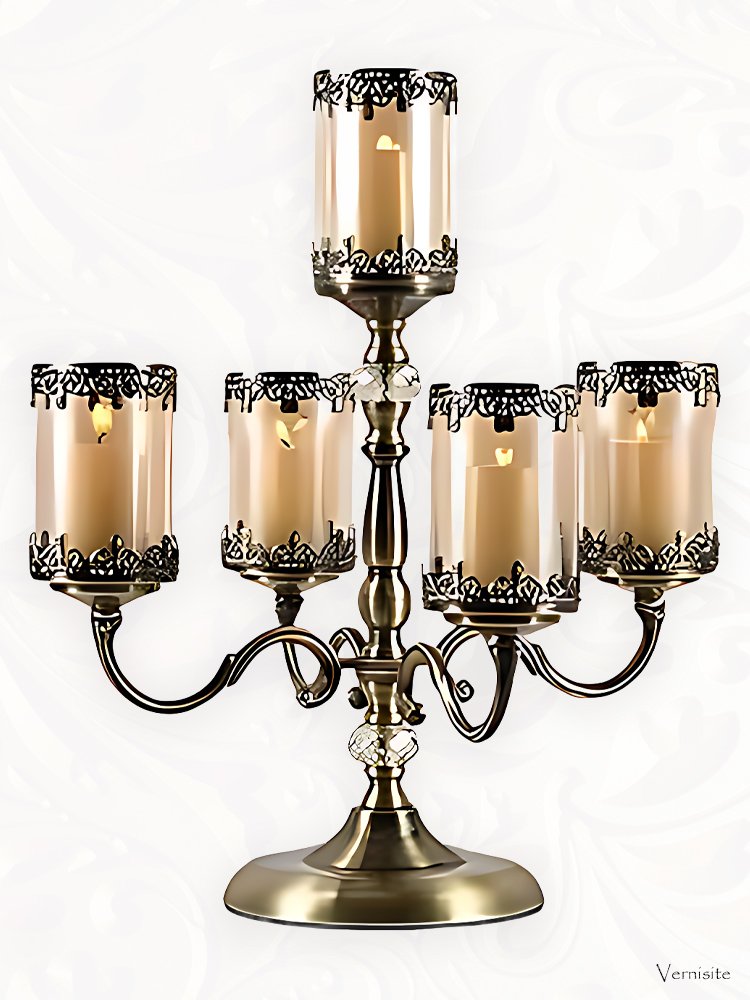 Decorative Metal Candle Holders with Glass Cups - Gift