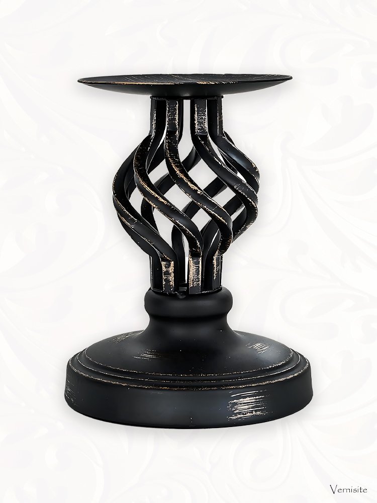 Vintage Brown Metal Candle Holder - Gift