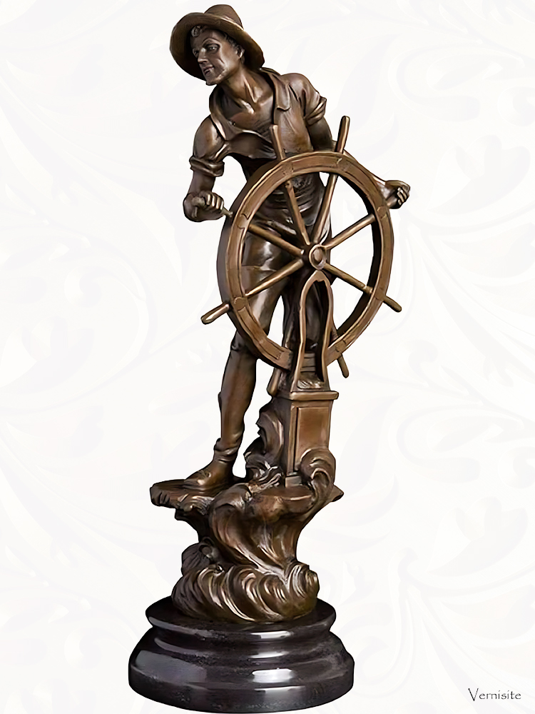 VAM - Bronze Copper Fisherman Sculpture