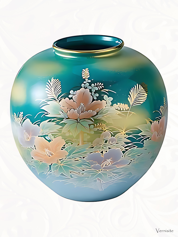 Japanese Ceramic Hibiscus Vase for Floral Arrangements - Gift