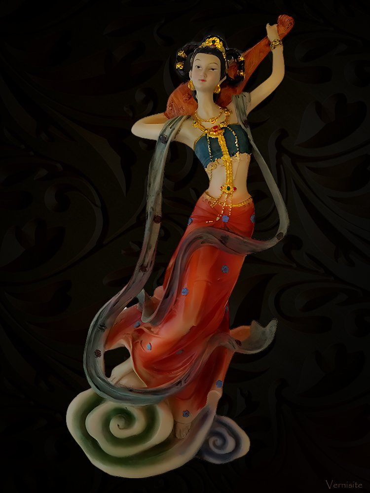 Graceful Mandolin Dancer Figurine - Chinese Artistic Statue