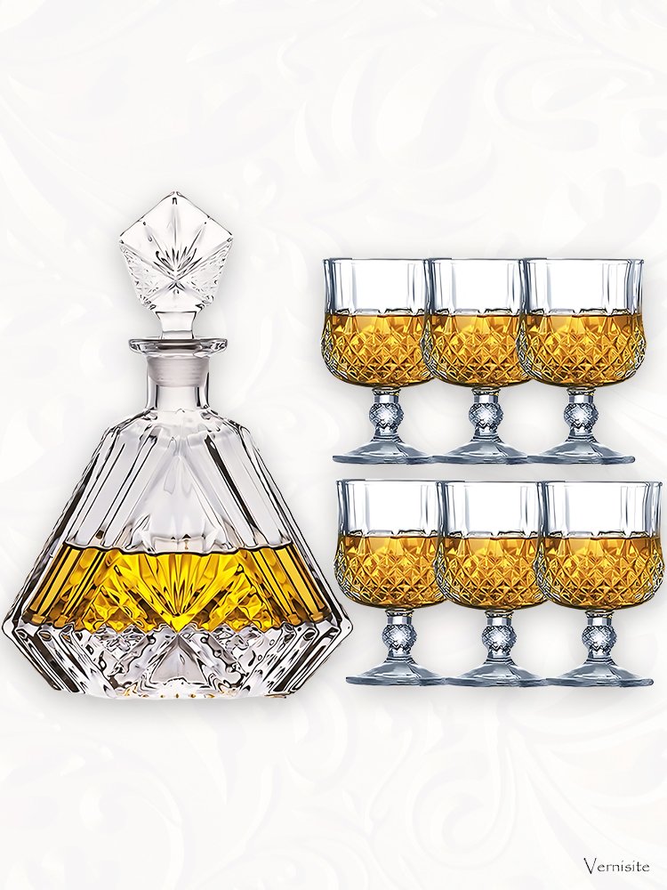 Luxury Wine Whiskey Crystal Glass Bottle and Cups - Gift
