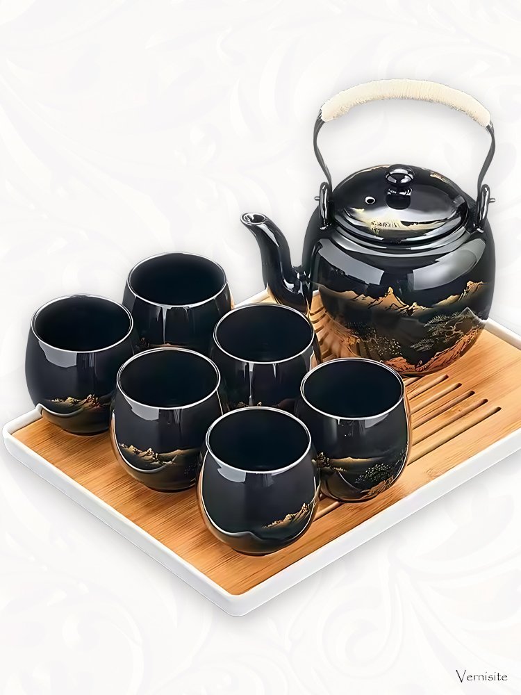 Black Glazed Tea Set in a Gift Box with 1 Teapot - Gift