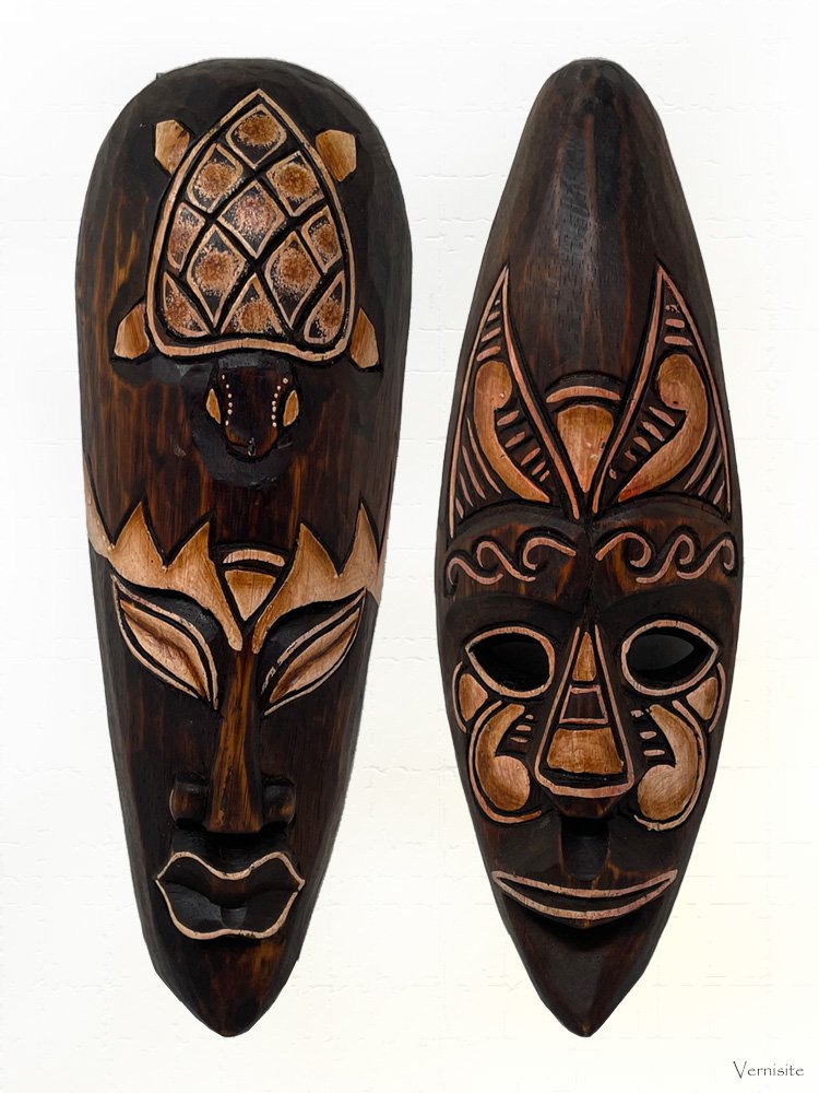 Handcrafted Southeast Asian Wooden Wall Mask | Authentic Tribal Expression Figurine
