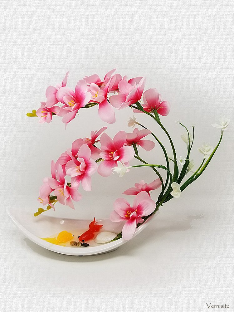 Japanese Pink Orchid Artificial Bonsai Tree in Ceramic Vase | Zen Floral Home Decor