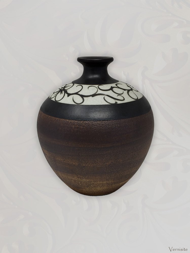 Hand-Painted Asian Ceramic Drip Vase | Traditional Floral Pottery Centerpiece & Unique Home Decor Accent