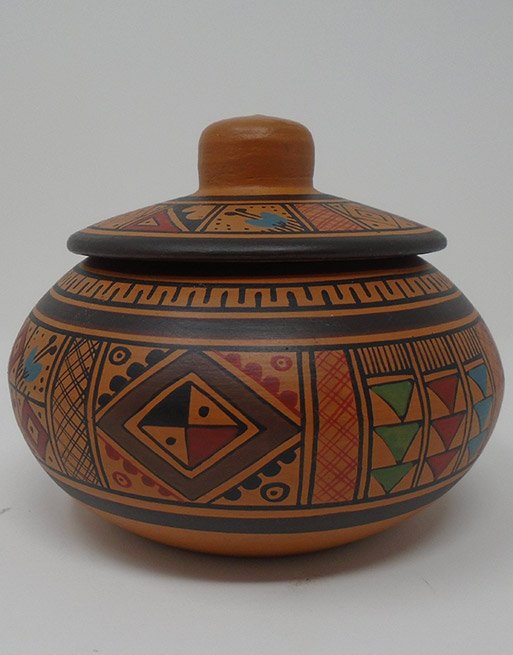 Hand-Painted Navajo Style Native American Pottery Jar | Colorful Traditional Ceramic Vessel & Cultural Home Decor