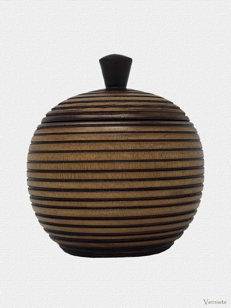 Handcrafted Asian Wooden Storage Jar with Lid | Elegant Tabletop Container for Nuts & Dried Fruits