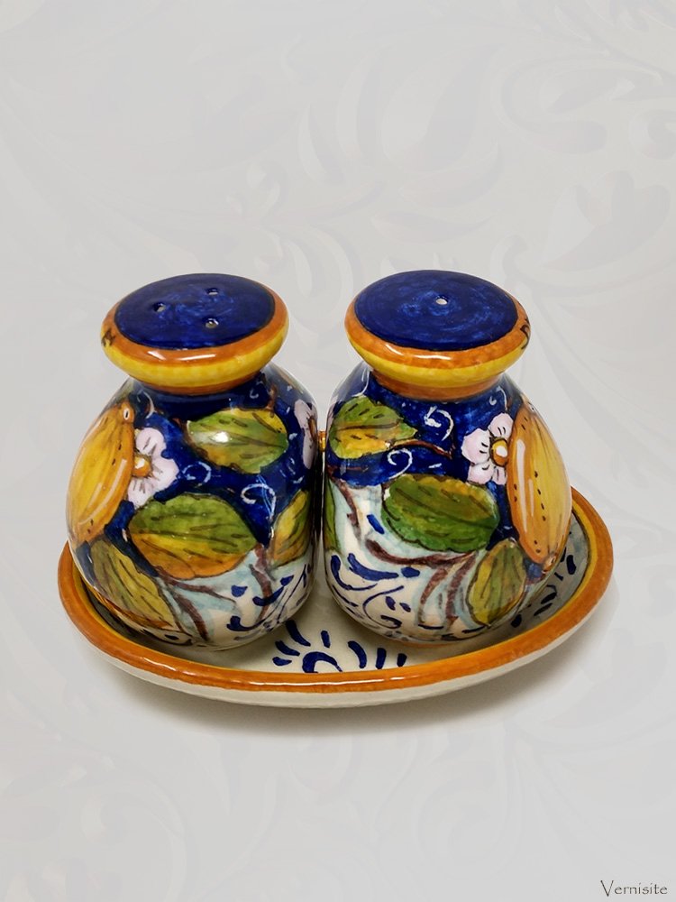 Authentic Italian Ceramic Salt and Pepper Shaker Set | Hand-Painted Lemon Pottery Art