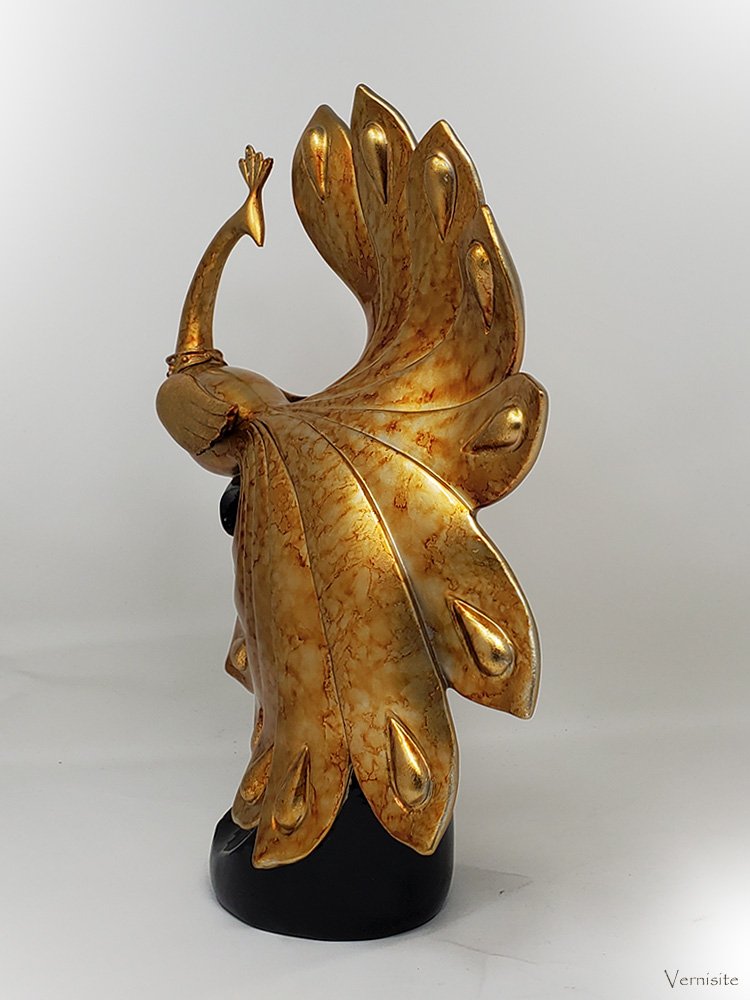 Majestic Golden Peacock Statue modern-sculpture-vernisite-gift-art
