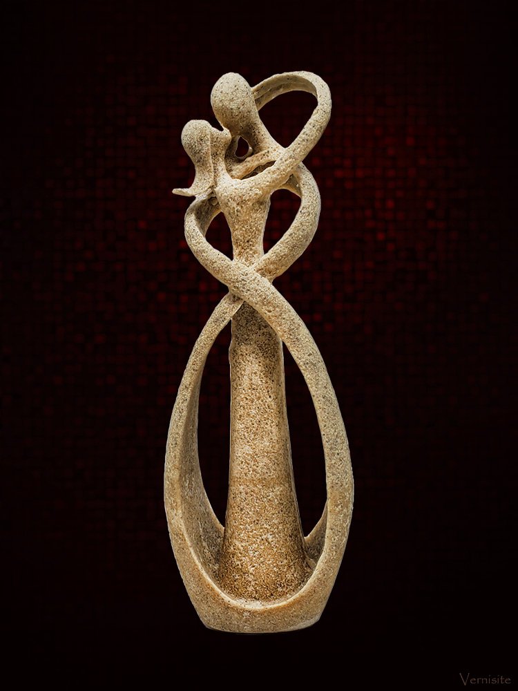 Artistic Kissing Couples Sculpture | Romantic Sandstone Home Decor Accent