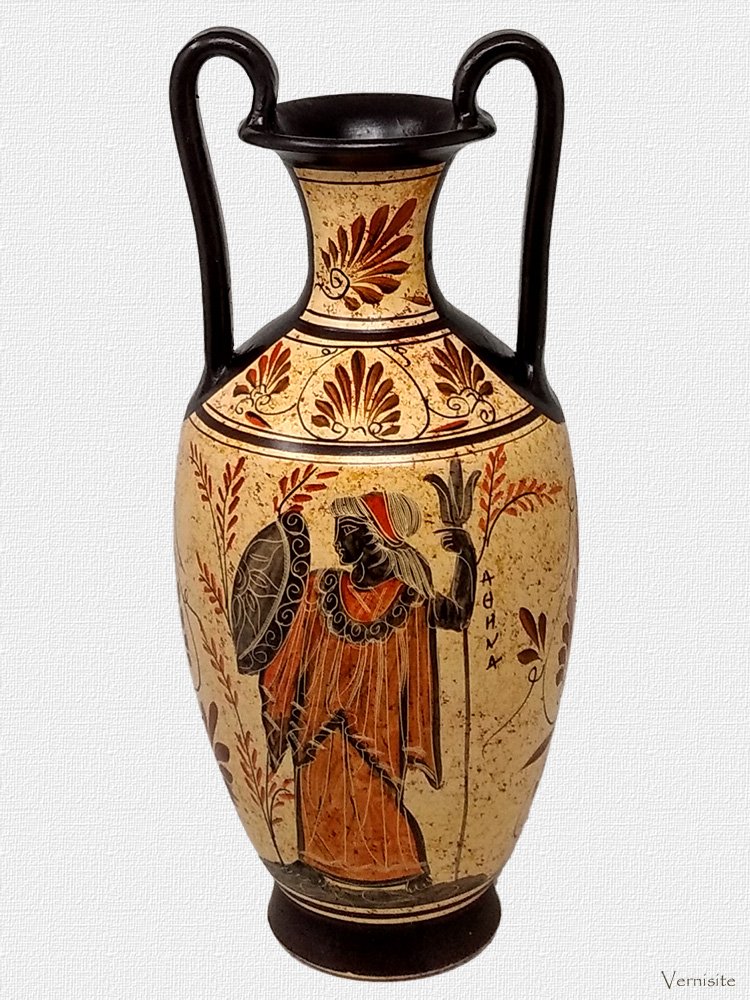 Painted Hera and Zeus Ceramic Greek Amphora Vase | Handcrafted Classical Mythology Art