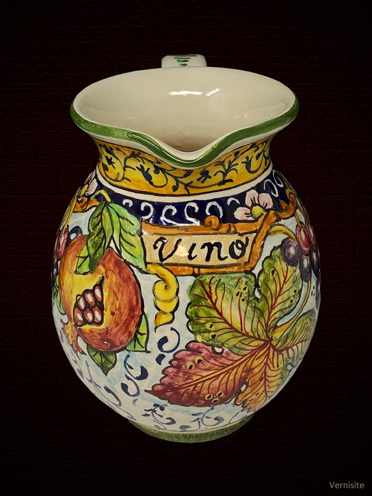 Handcrafted Italian Ceramic Wine Pitcher | Authentic Tuscan Montalcino Pottery Jug