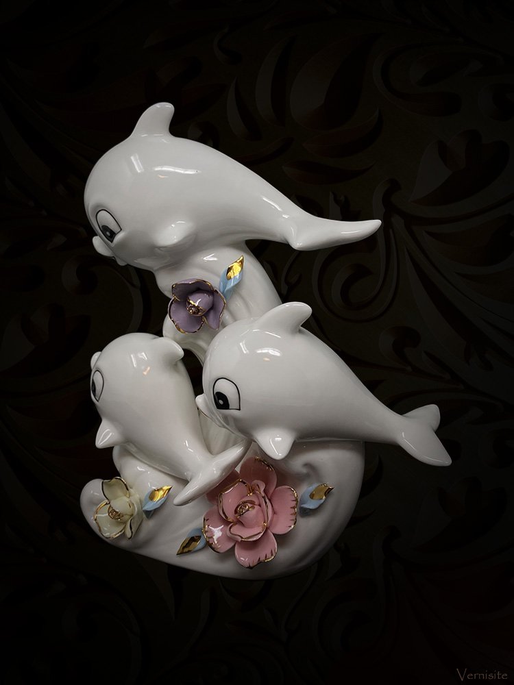 Vernisite-art-gift-statue-modern-ancient-sculpture-Dolphins Friendship Sculpture ArtisanDecor vernisite