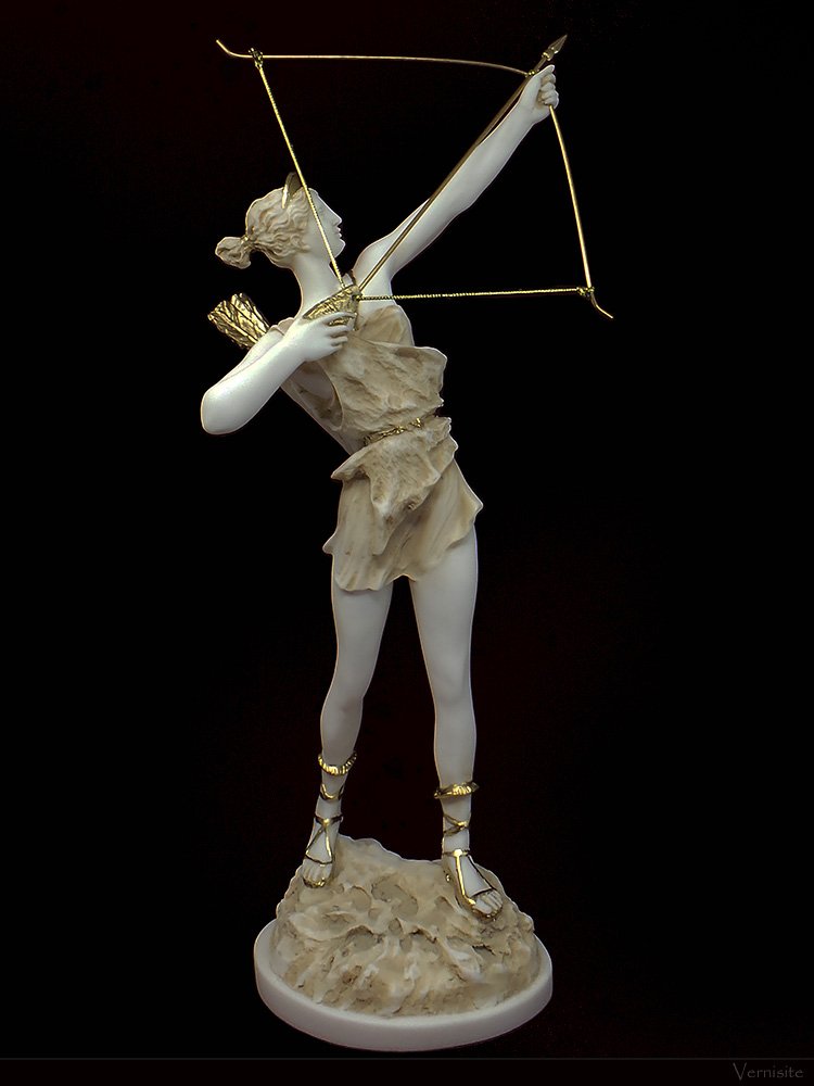 Artemis Diana with Bow Sculpture | Greek Goddess Art Decor | Vernisite