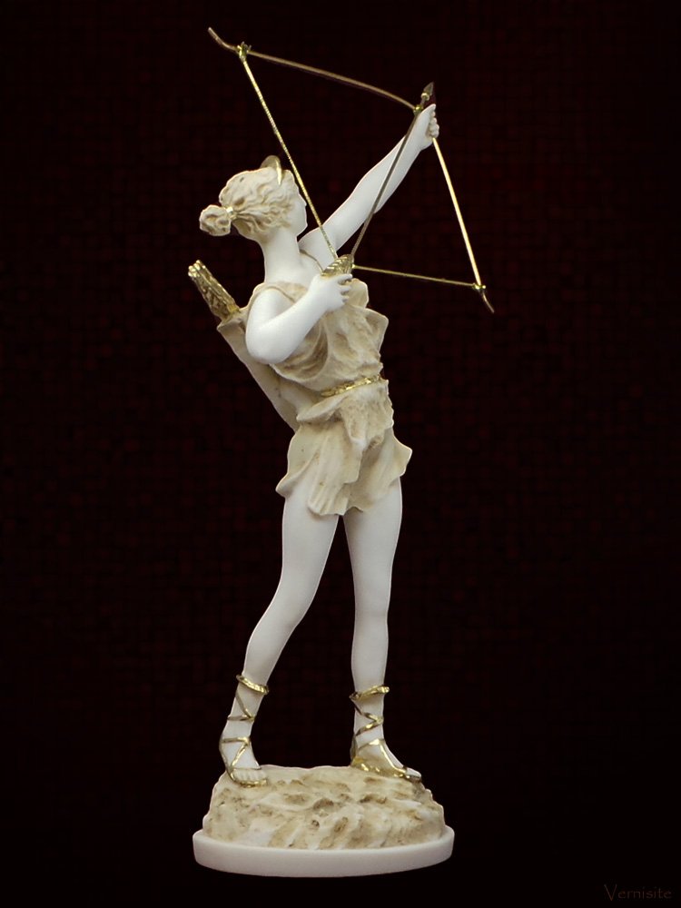 Vernisite-art-gift-statue-modern-classic-Graceful Greek Goddess sculpture Artemis Diana with Bow HomeDecorTrends vernisite