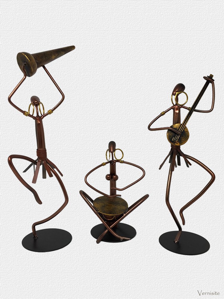 Handcrafted African Tribal Music Band Metal Figurines | Musical Sculpture Set