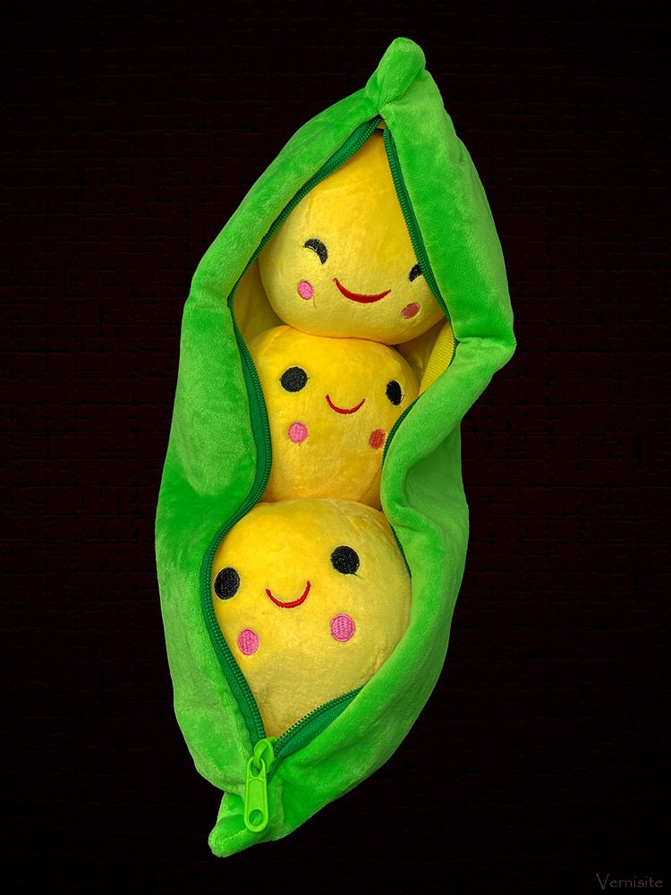 Cute Pea Pod Plush Pillow | Happy Face Soft Sofa Cushion Decor