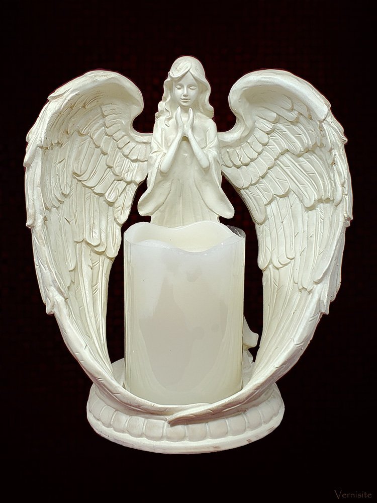 Praying Winged Angel Candle Holder | Christian Handcrafted Sculpture