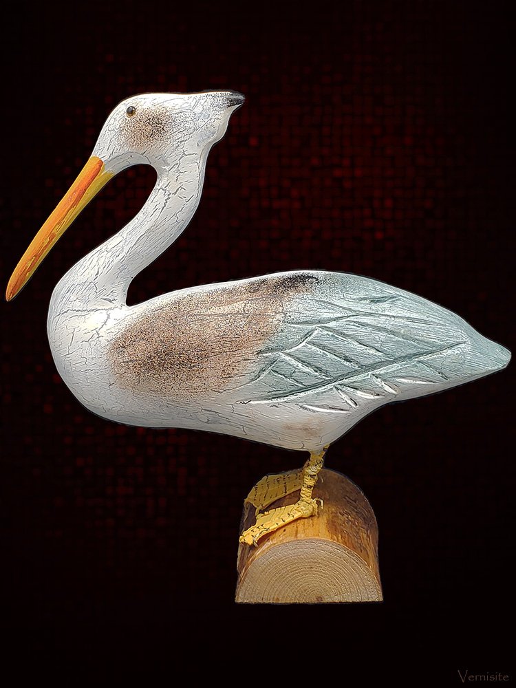 Wooden Pelican Sculpture Decor artisan-statue-vernisite-giftshop