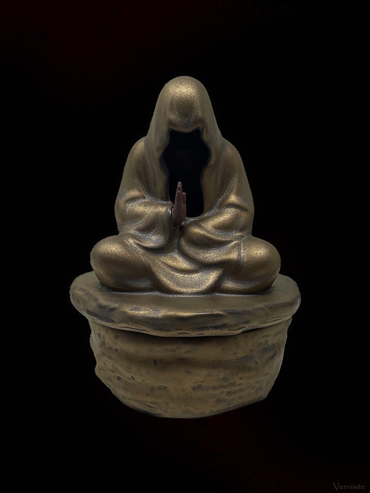 Meditation Faceless Monk Ceramic Incense Burner Statue