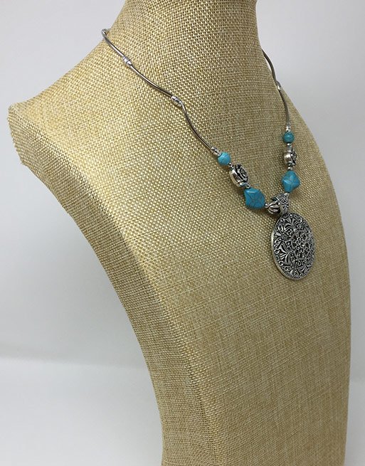 Indonesian Metal Pendant Necklace | Vintage Geometric Boho Jewelry - Image 4